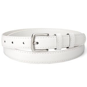 White Womens Belt For Jeans Pants Dress, Womens Skinny Belt Length 46.5''🐘